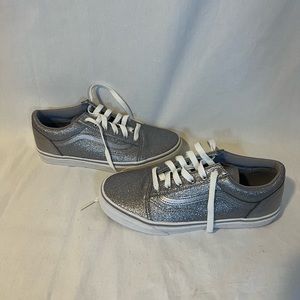 Vans size 7 in women 5.5 in big kids Silver Sparkle